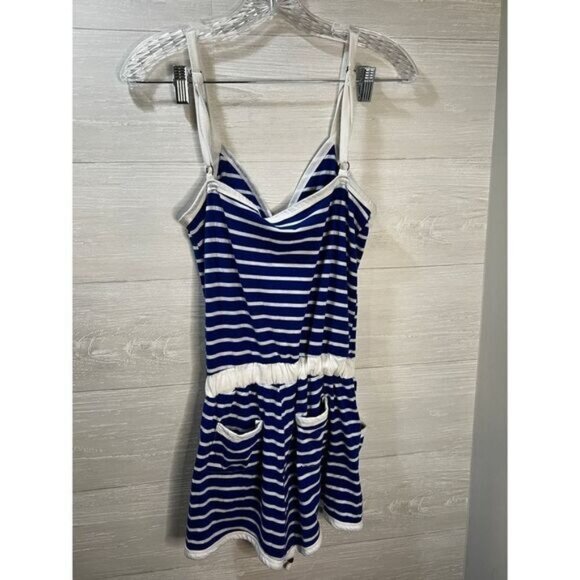 Striped V-Neck Button-Front Romper Small NWOT - Picture 2 of 9